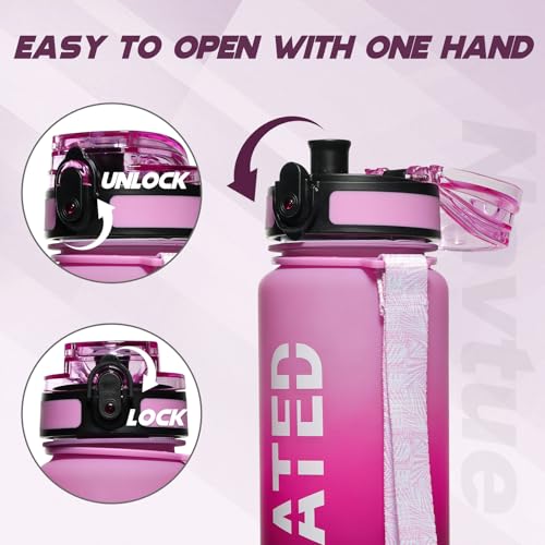 Water Bottle 32 oz Motivational Time Marker Tritan Bottle