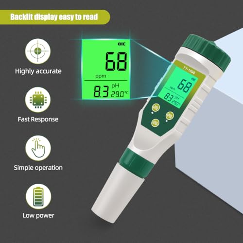 PH Meter & TDS Meter 5 in 1 Water Tester pH