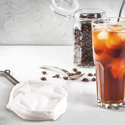 4 Pieces 5.5 Inch Ultra Fine Mesh Strainer Bags Reusable Filter with 2 Stainless Steel Frame with Handle for Filter Nut Milk Coffee Tea Traditional Thai Butter Bag Juices and Fresh Cheese Cotton