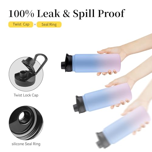 24 oz Insulated Water Bottle with Straw Lid & Wide Mouth Lids
