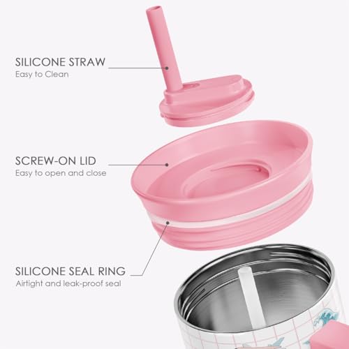 Travel Lover Stainless Steel Locking Lid Silicone Straw Tumbler with Handle 40oz