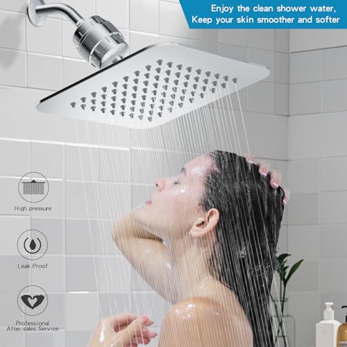 8'' High Pressure Filtered Shower Head Combo 20 Stage Shower Filter for Hard Water