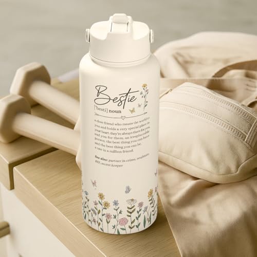 Best Friend Water Bottle 32oz Stainless Steel with Lid & Straw