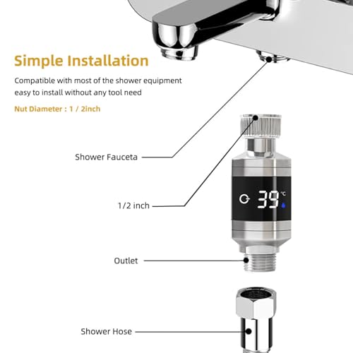 Digital Bathroom Thermometer for Hot Tubs and Shower Faucets