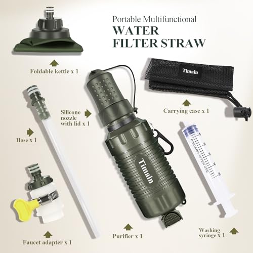 Portable Personal Water Filter Straw Water Filter Survival Gear for Emergency Preparedness (2 Count)