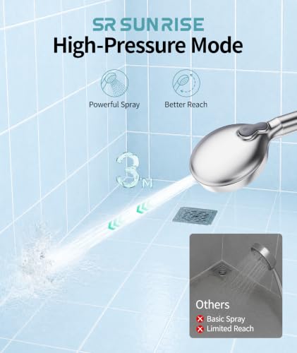 Filtered Shower Head with Handheld High Pressure 9 Spray Mode Showerhead Detachable Shower Head Water Softener Filters Beads for Hard Water Remove Chlorine 4 Filters Chrome