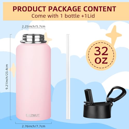 32oz Metal Sports Insulated Water Bottle with Straw Lid