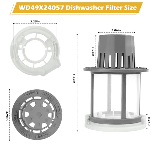 WD49X24057 Dishwasher Ultra Fine Filter Kit Replacement for GE Hotpoint