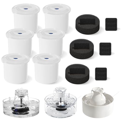 Replacement Glass Cat Water Fountain Filter 6+3+3 Pack