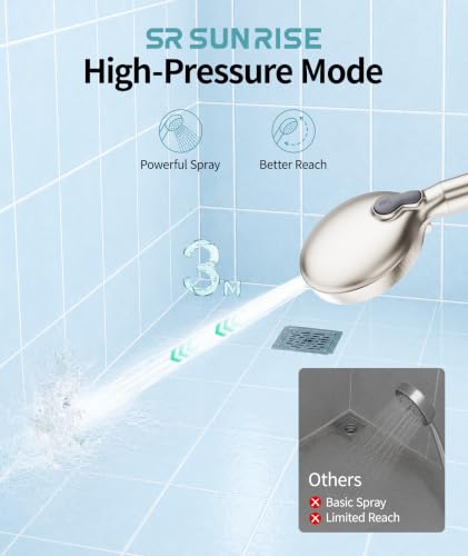 Filtered Shower Head with Handheld High Pressure 9 Spray Mode Showerhead Detachable Shower Head Water Softener Filters Beads for Hard Water Remove Chlorine 1 Filter Brushed Nickel
