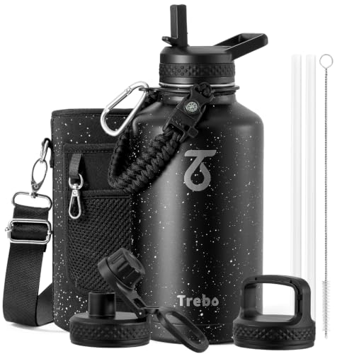 64 oz Water Bottle Stainless Steel with 3 Lids