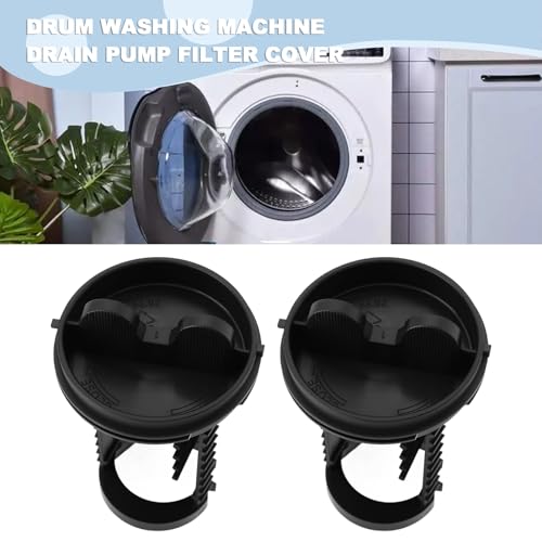 2Pcs Washing Machine Filter Machine Drain Pump Filter Cap 383EER2001A Compatible with LG F1069FD.ABWQEUK F1069FD2P.ABWQEUK Black 96mm
