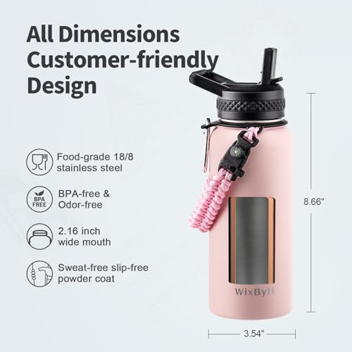 32 oz Insulated Water Bottle with Straw
