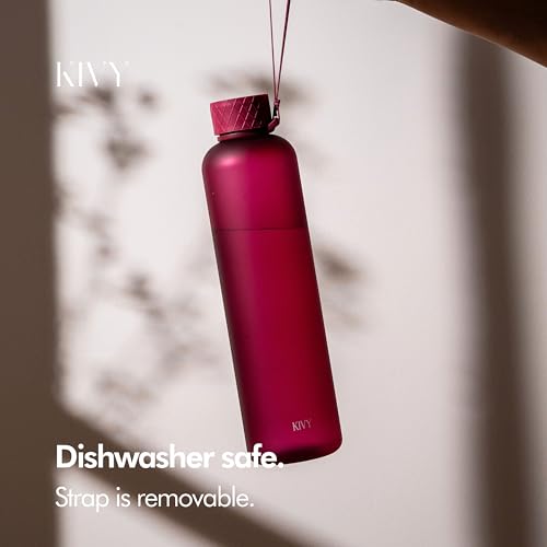 Slim Water Bottle 32oz [Lightweight & Shatterproof] Fits Backpack & Cupholder for Travel