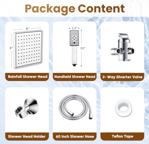 Rain Shower Head with Handheld Spray