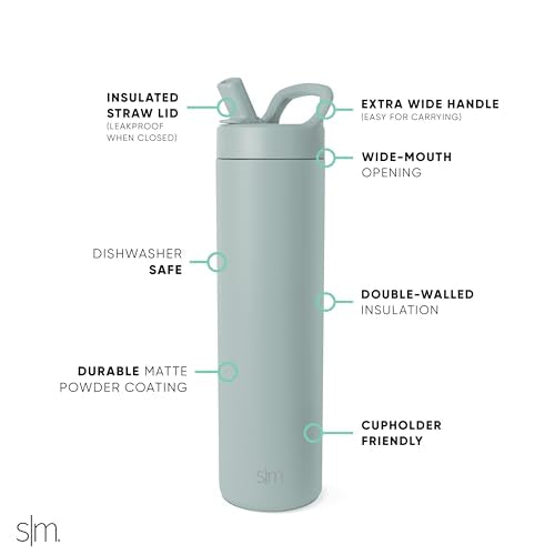 Insulated Water Bottle with Manual Straw
