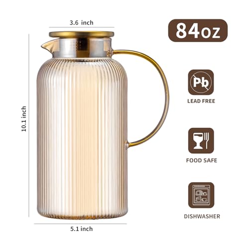 2 PACK Glass Pitcher with Lid