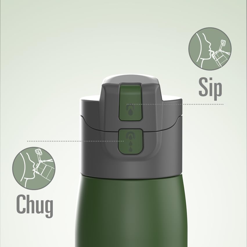3-in-1 Self-Cleaning Water Bottle with Sip & Chug Lid - 24oz