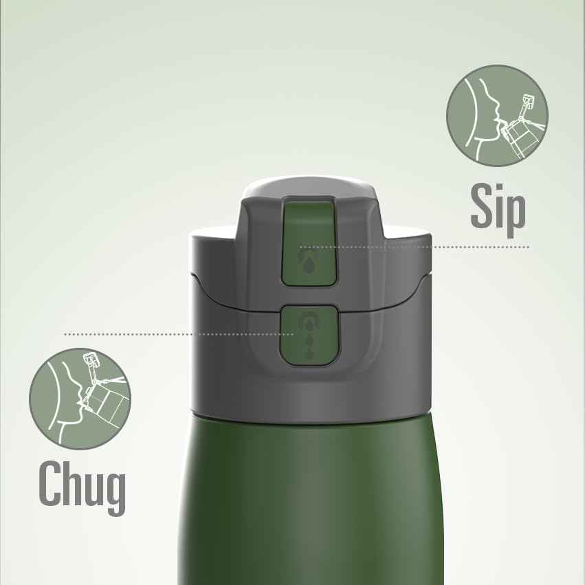 3-in-1 Self-Cleaning Water Bottle with Sip & Chug Lid - 24oz