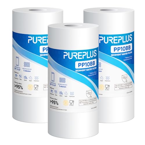 1 Micron 10" x 4.5" Whole House Sediment Home Water Filter Replacement Cartridge for RFC (3 Count)