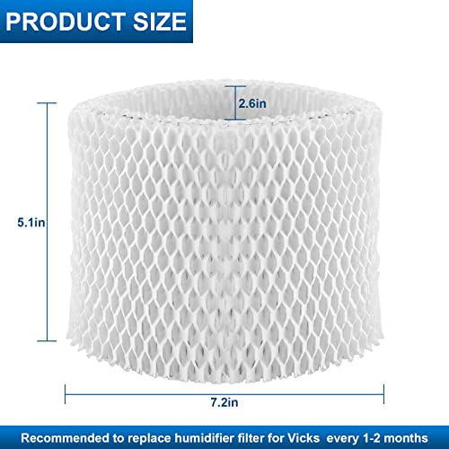 WF2 Humidifier Filter Fit for Vicks V3500 V3100 V3900 V3700 VEV320 (6 Count)