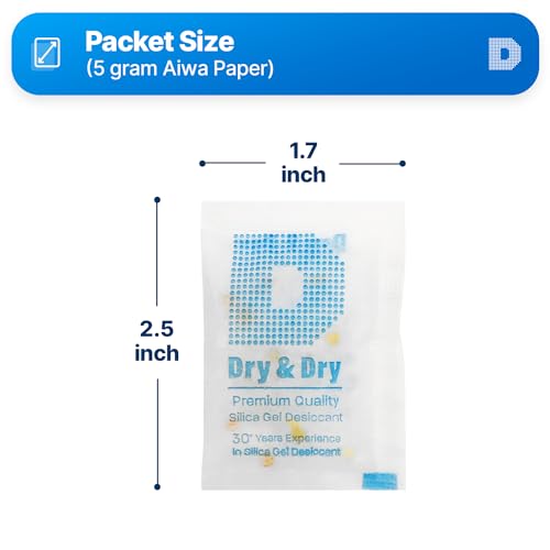 5 Gram [35 Packets] Premium Pure & Safe Orange Indicating Silica Gel Packets Desiccant Dehumidifiers