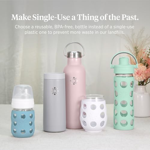 16-Ounce BPA-Free Glass Water Bottle with Classic Cap and Protective Silicone Sleeve, Onyx