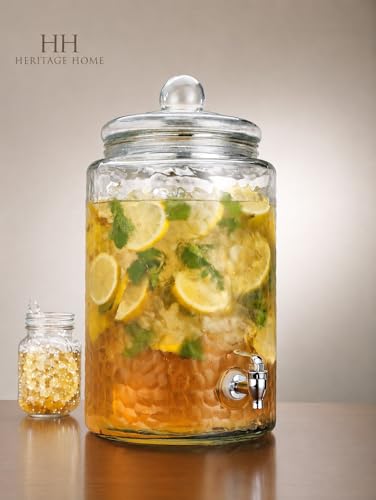 3 Gallon Classic Hammered Glass Ice Cold Beverage Drink Dispenser