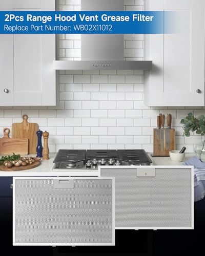2PCS WB02X11012 Range Hood Grease Filter Compatible with GE JV566H1SS JV566H2SS JV665H1BB JV665H1CC JV665H1WW (2 Count)
