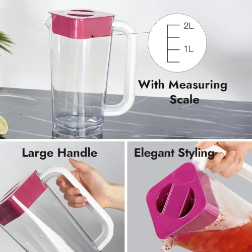 2L 68 oz Plastic Pitcher with Lid & Handle