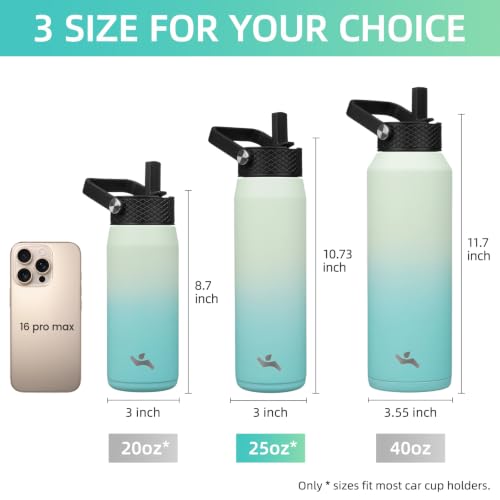 25 oz Insulated Stainless Steel Water Bottle with 3 Lids