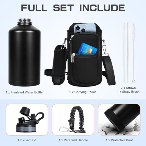 1 Gallon Water Bottle Insulated 128oz Stainless Steel Jug