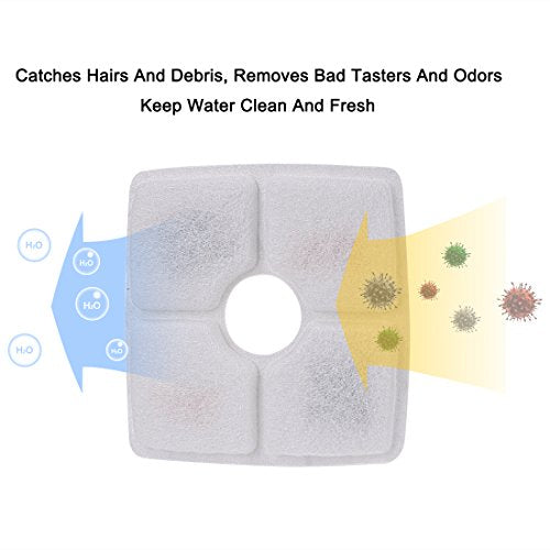 4 Packs Cat Fountain Filter Flower Pet Fountain Replacement Filters Activated Carbon Water Dispenser Filters (4 Count)
