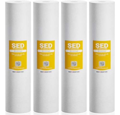 5 Micron 20 x 4.5 Sediment Filter 20 inch Whole House BB Water Filtration System Replacement Compatible Cartridge DGD (4 Count)