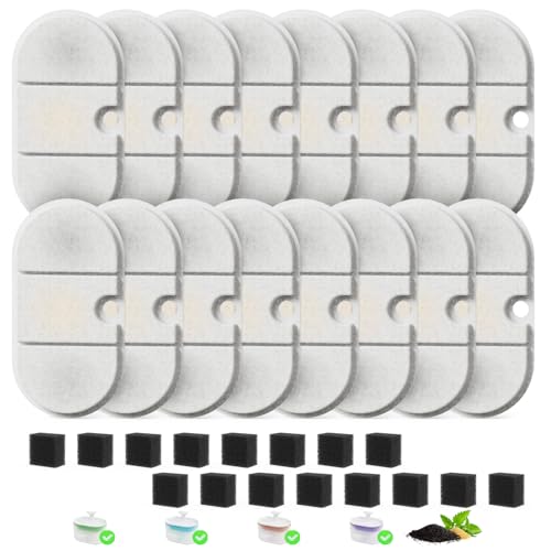 Cat Water Fountain Replacement Filters 71oz 2.1L Capsule 16 + 16 Sponges (32 Count)