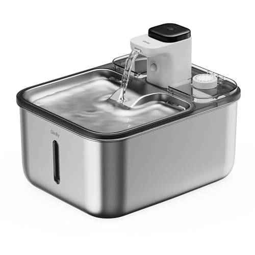 Stainless Steel Cat Water Fountain Wireless for Cats Indoor