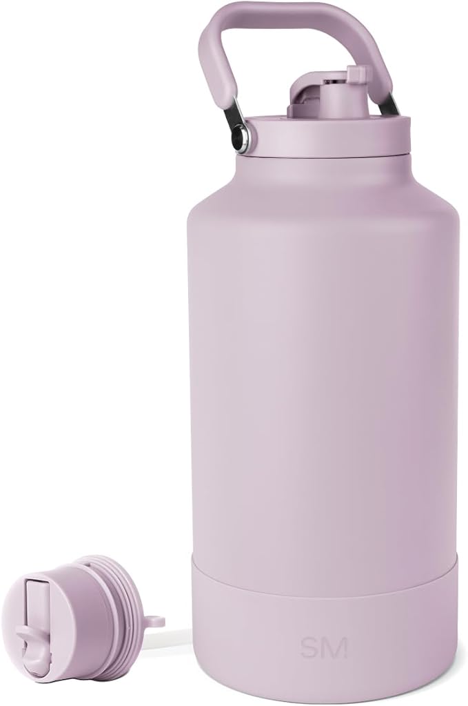 Simple Modern Trek Pivot | Gallon Water Bottle Jug with Handle & Boot | Interchangeable Straw & Chug Lids | Large Insulated Stainless Steel | Sports Camping Outdoors | 128oz, Lavender Mist