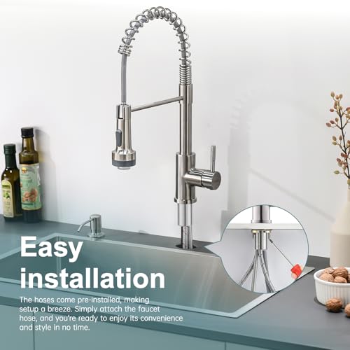 Led Kitchen Faucet with Soap Dispenser Brushed Nickel