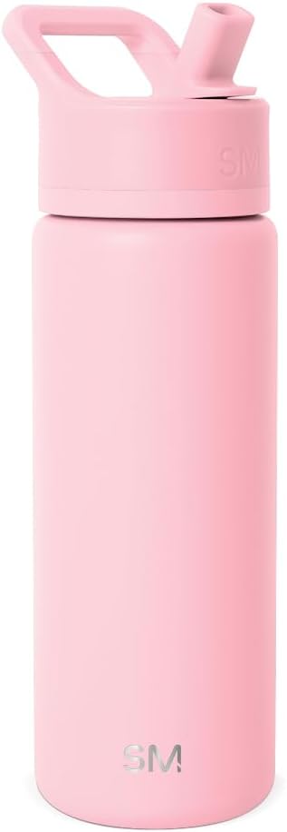 Simple Modern Water Bottle with Straw Lid Vacuum Insulated Stainless Steel Metal Thermos Bottles | Reusable Leak Proof BPA-Free Flask for School | Summit Collection | 18oz, Blush