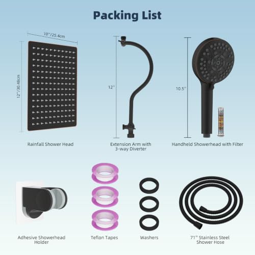 All Metal High Pressure Rainfall 12'' Shower Head with Handheld