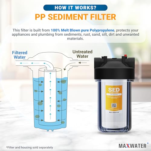 1 Micron 10 x 4.5 Whole House Sediment Filter Cartridge for Whole House Water Filter Replacement Compatible with DGD (4 Count)