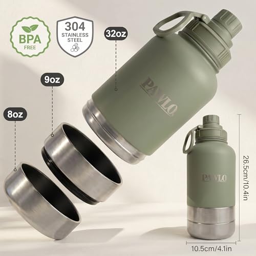Outdoor Dog Water Bottle with 2 Stainless Steel Bowls