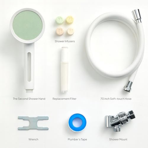 SecondShower Filtered Shower Head with Handheld for Hard Water