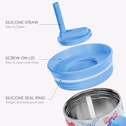 American Flag Stainless Steel Locking Lid Silicone Straw Tumbler with Handle 40oz