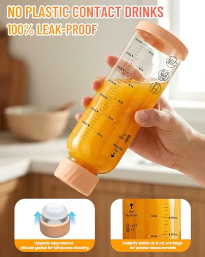Borosilicate Glass Water Bottles with Stainless Steel Lid 16 oz (6 Count)