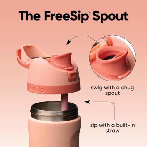 FreeSip Kids Stainless Steel Water Bottle 16 oz Peach of Mind