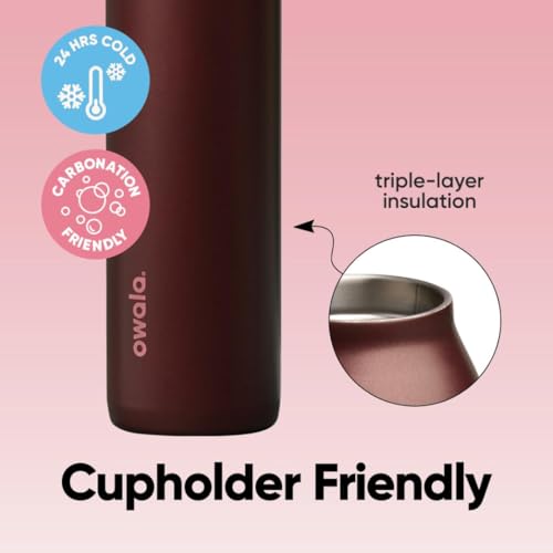 FreeSip Twist Stainless Steel Water Bottle 24 oz Black Cherry