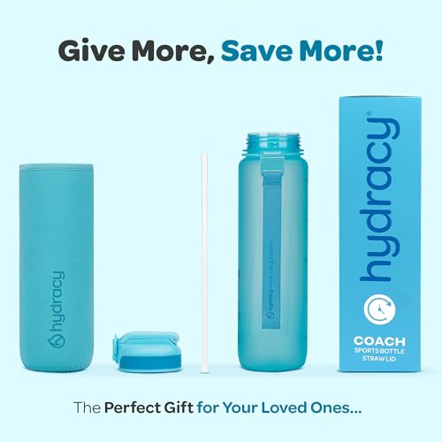 Motivational Water Bottle with Time Marker and Straw Lid 32 oz