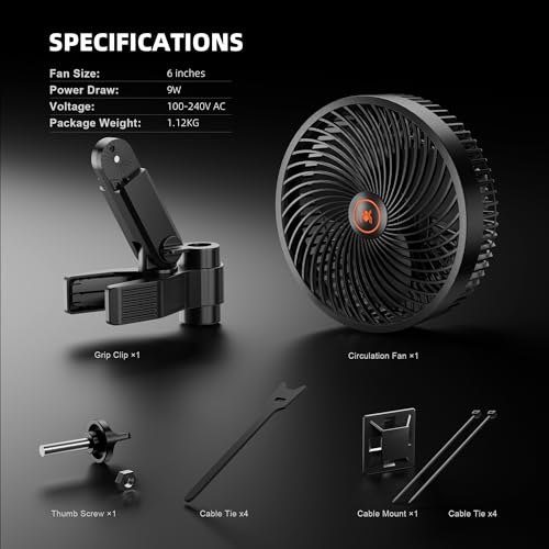 6" Grow Tent Clip Fan