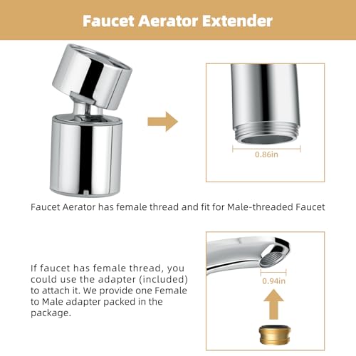 NSF/ANSI/CAN 61 & cUPC Certified 2-Mode Faucet Aerator, Chrome